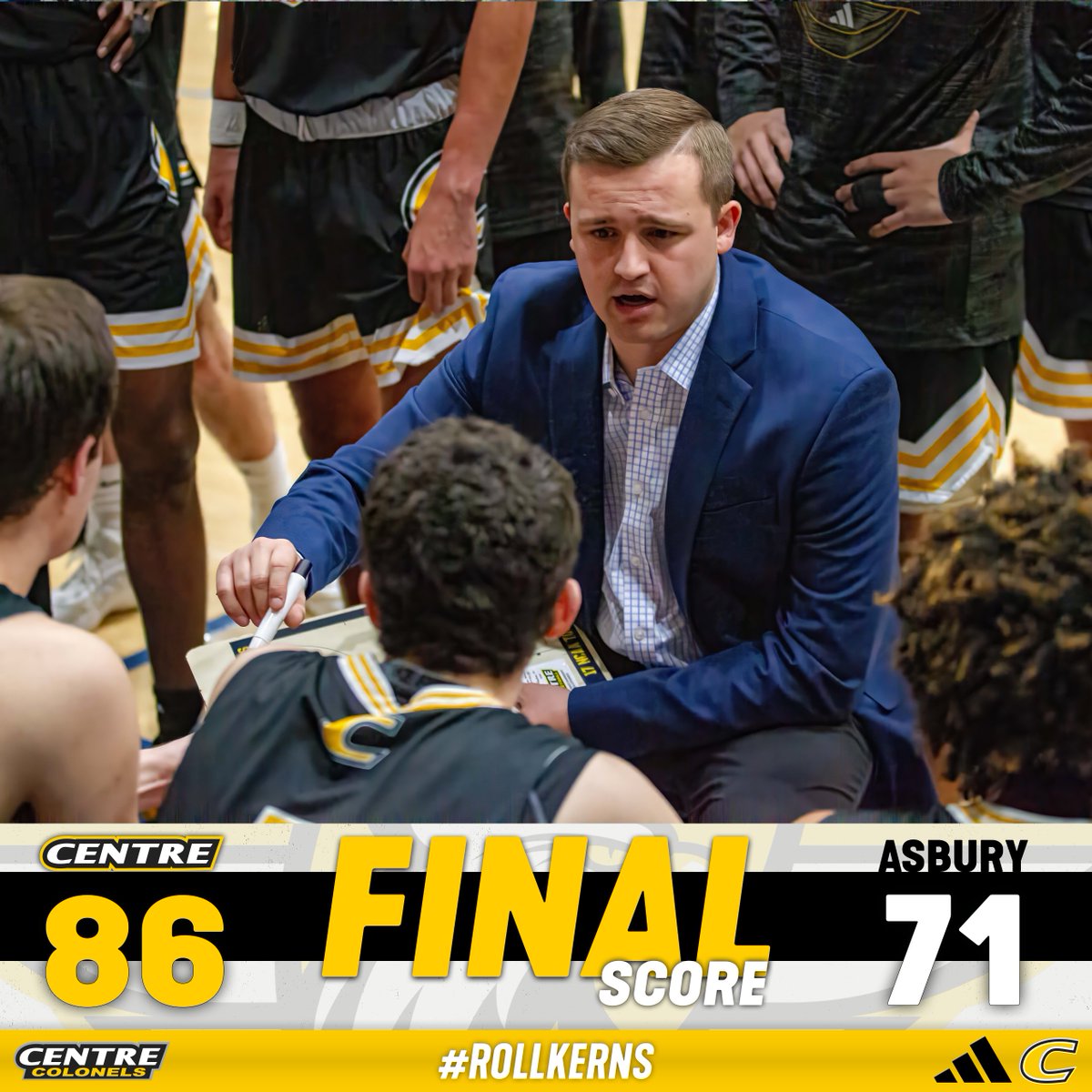 🏀 | Five players scored in double figures as <a href="/CentreMBB/">Centre College Basketball</a> knocked down 14 three-pointers to give Gavin Root his first official win as head coach! #RollKerns centrecolonels.com/news/2025/11/7…