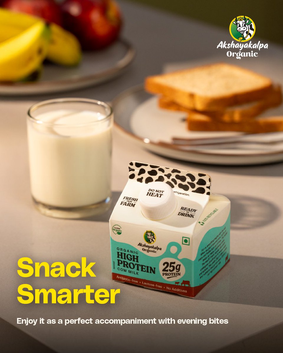akshayakalpa's tweet photo. Thread 2/2 👇
Perfect post workout or for late-night cravings.
Now on the Akshayakalpa App, @SwiggyInstamart and select retail stores in BLR, CHN, and HYD.
#HighProteinMilk #AkshayakalpaOrganic #ProteinForAll https://t.co/06hllLWUOb