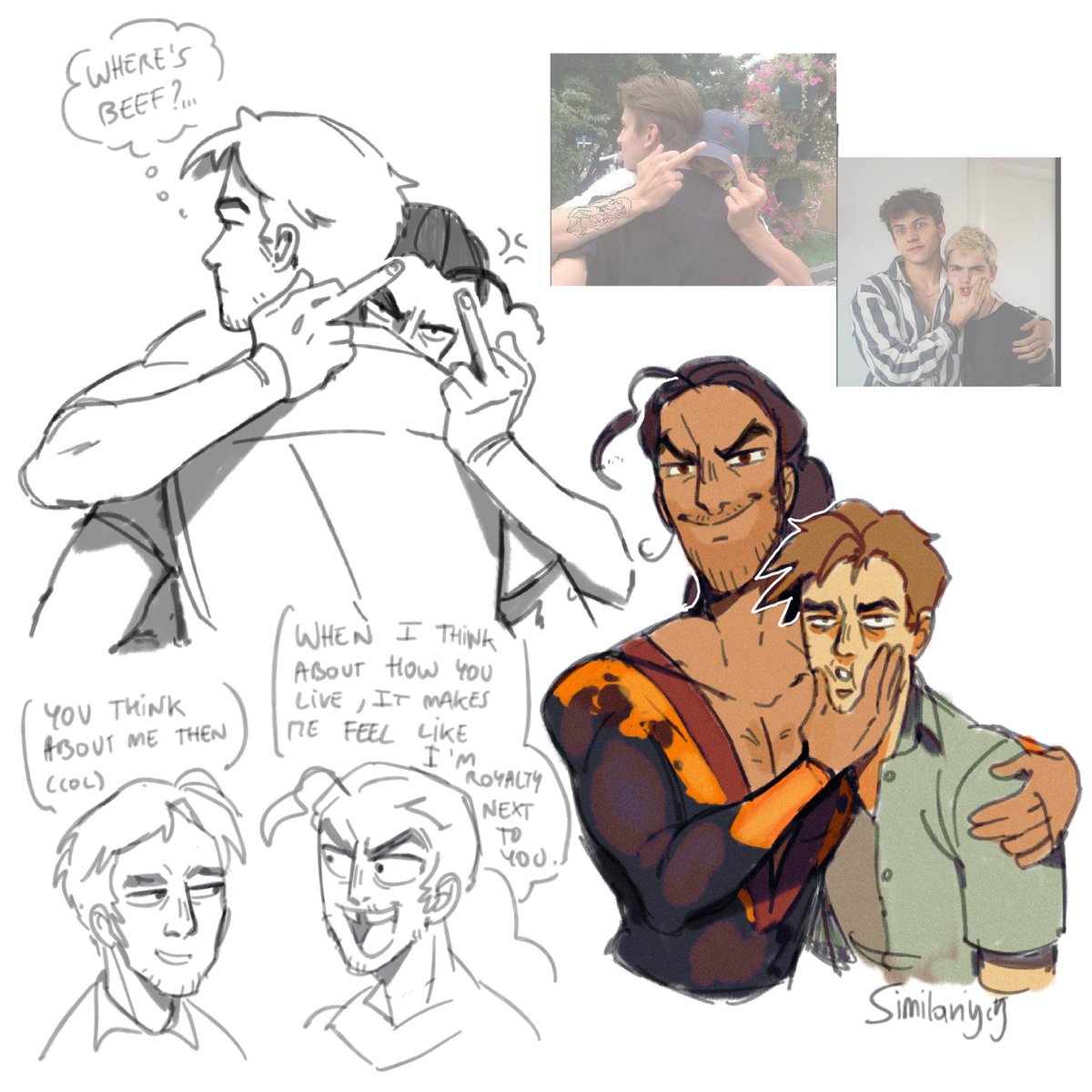 SimilarityCity's tweet photo. So many motivation to draw that hot headed bastard yet so little time available 😔 I really like flambae 
(And Robert. This is them to me)
#dispatch #flambae https://t.co/qdXWWiNJ5K