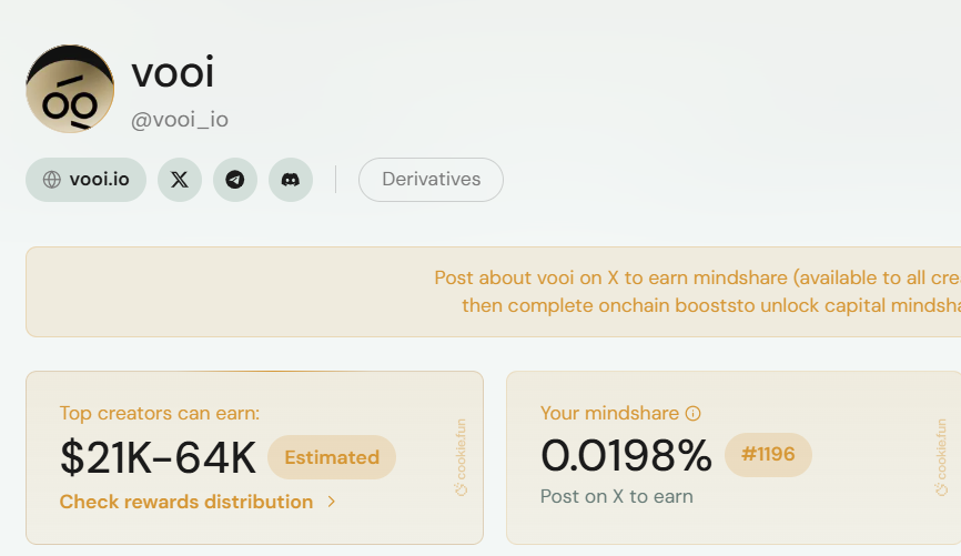 Luckyhappy_Dog's tweet image. Hey zô, sáng cuối tuần rảnh mới zô coi lại dự án @vooi_io , cái #Mindshare này nếu nó không tăng thì nó sẽ bị giảm trừ chứ không đứng yên như #snaps ngày trước bà con ơi.
Kiểu này thì căng quá, phải đăng bài thường xuyên hơn rồi.
@cookiedotfun