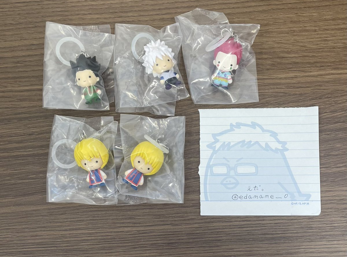 edamame___0's tweet photo. 【交換･譲渡】HUNTER×HUNTER ハンターハンター めじるしアクセサリー  幻影旅団編 

【譲】ゴン キルア クラピカ2 ヒソカ

【求】幻影旅団編 ヒソカ フェイタン ＞ 定価+送料

交換決まり次第 譲渡に移ります。
郵送o大阪市内(なんば.天王寺)手渡し

検索からでもお気軽にお声掛けください。 https://t.co/LcjaP4m1LS