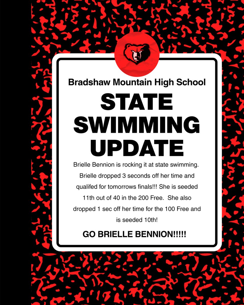 ActivitiesBmhs's tweet photo. State Swimming update! Brielle Bennion rocking it for the Bears!!!! https://t.co/oHBhVKnfcX