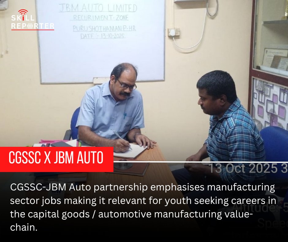 SkillReporter's tweet image. In collaboration with @JBMAuto Limited, @CGSSC_India organized an Industry Visit and Placement Counselling Drive at its Training Centre in Chennai, leading to the successful placement of trained candidates.

Read more - skillreporter.com/news/ssc/cgssc…

#SkillDevelopment #CapitalGoods