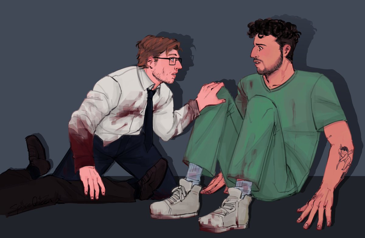 Sketch c0mm for @/electricgaslight on Tumblr of my maxiel re-animator au!