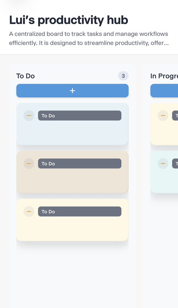luiteration's tweet photo. just built an app using @wabi!  'card-based organizer' helps you visually organize tasks into boards and lists for maximum productivity. 

try it out and streamline your workflow! 

🎯 #builtwithwabi #productivity https://t.co/W6fpIVJTs5