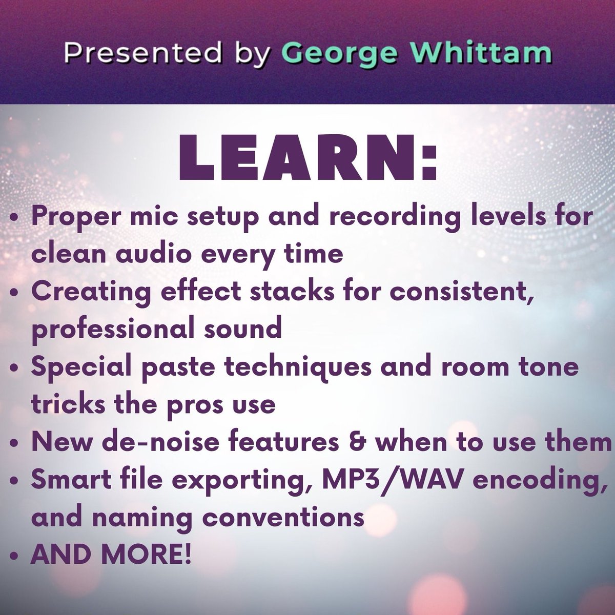 Our TwistedWave basics webinar starts in just a few hours! Last chance to jump in - georgethe.tech/webinars

(replays available)
#Voiceover #VoiceActing #AudioEditing #AudioProduction