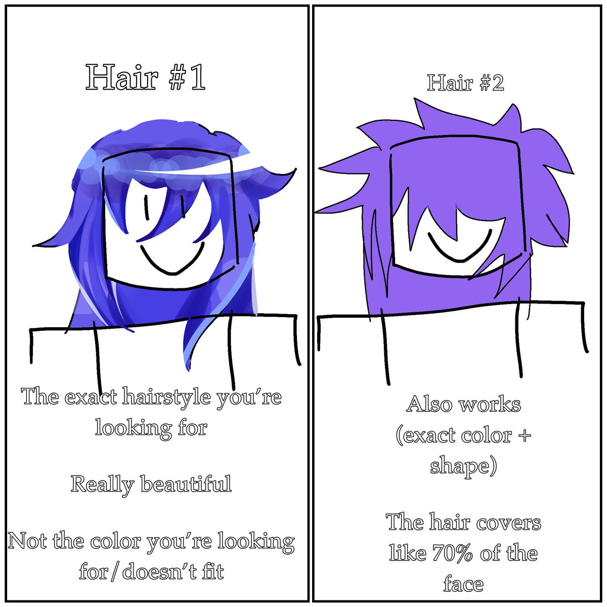 Blisterdose's tweet photo. I fucking hate Roblox hair shopping https://t.co/K5k9RAZeca