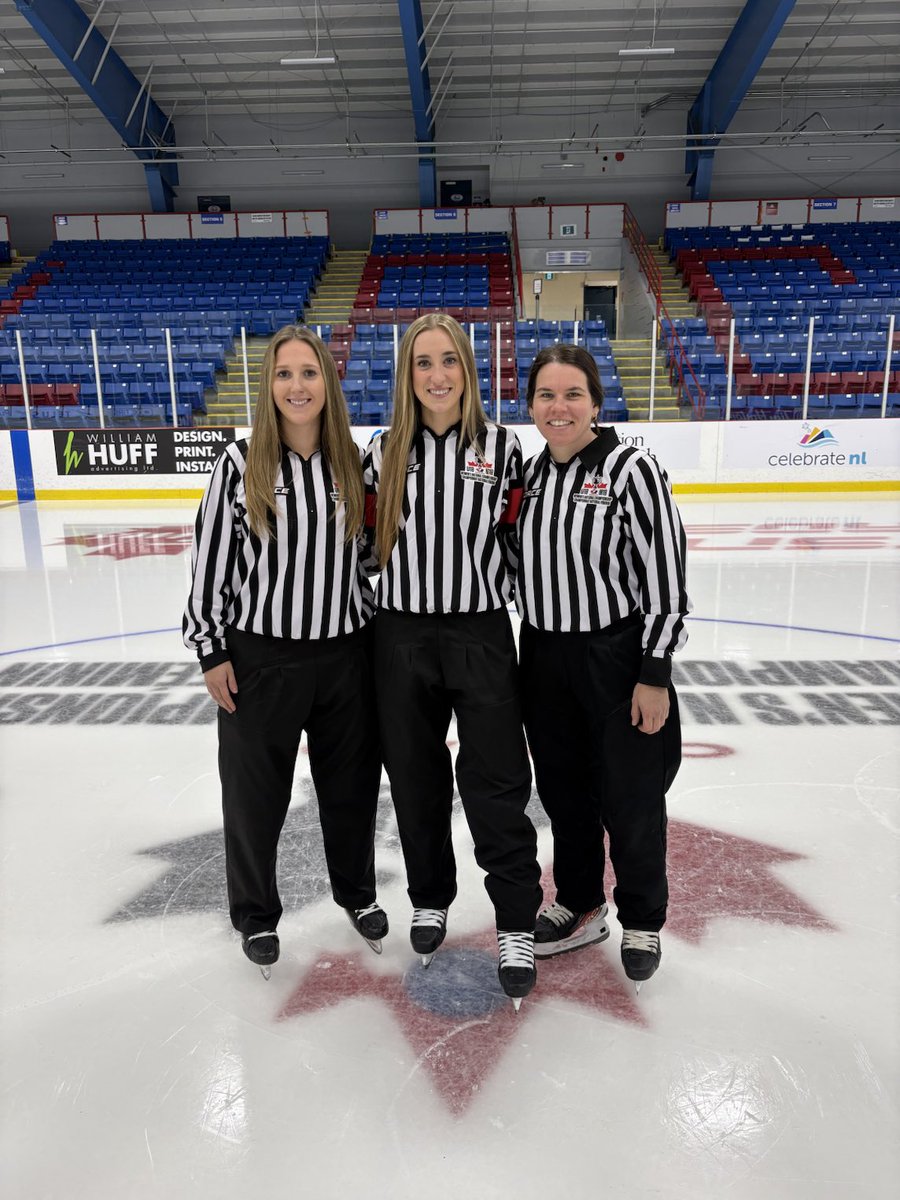 ⁦<a href="/hockeysask/">Hockey Saskatchewan</a>⁩ Officials Kate Sauser and Megan Long will work the Gold medal game Saturday for the Women’s U18 Nationals and Jen Busby will work the Bronze. 
#SaskProud #EarnYourStripes #ThriveTogether