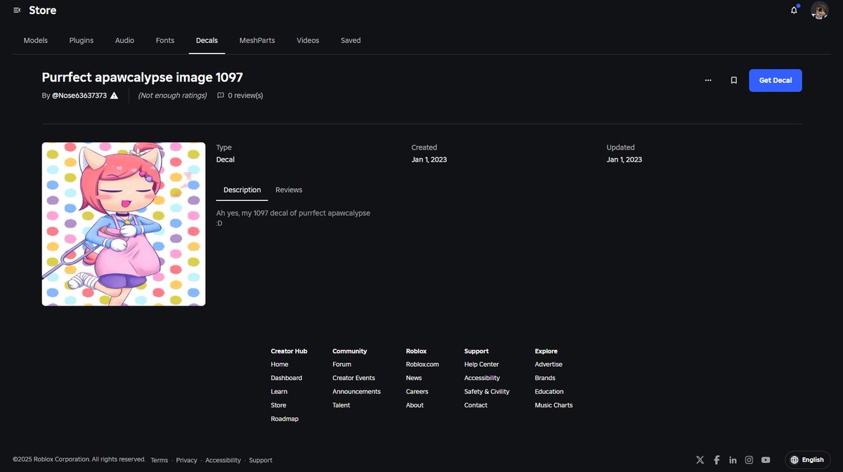 Javascript_1T's tweet image. How do people find RAWFISH&apos;s art and post it on Roblox without it getting moderated, im reporting ts 💔💔