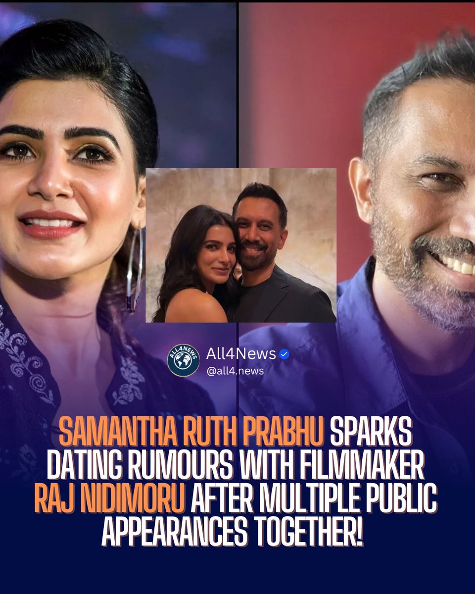 news_all4's tweet image. Samantha Ruth Prabhu sparks dating rumours with filmmaker Raj Nidimoru after multiple public appearances together! ❤️🎬

#SamanthaRuthPrabhu #RajNidimoru #CitadelHoneyBunny #Samantha #BollywoodBuzz #Tollywood #RajAndDK #CelebrityRumours #EntertainmentNews #LoveInTheAir