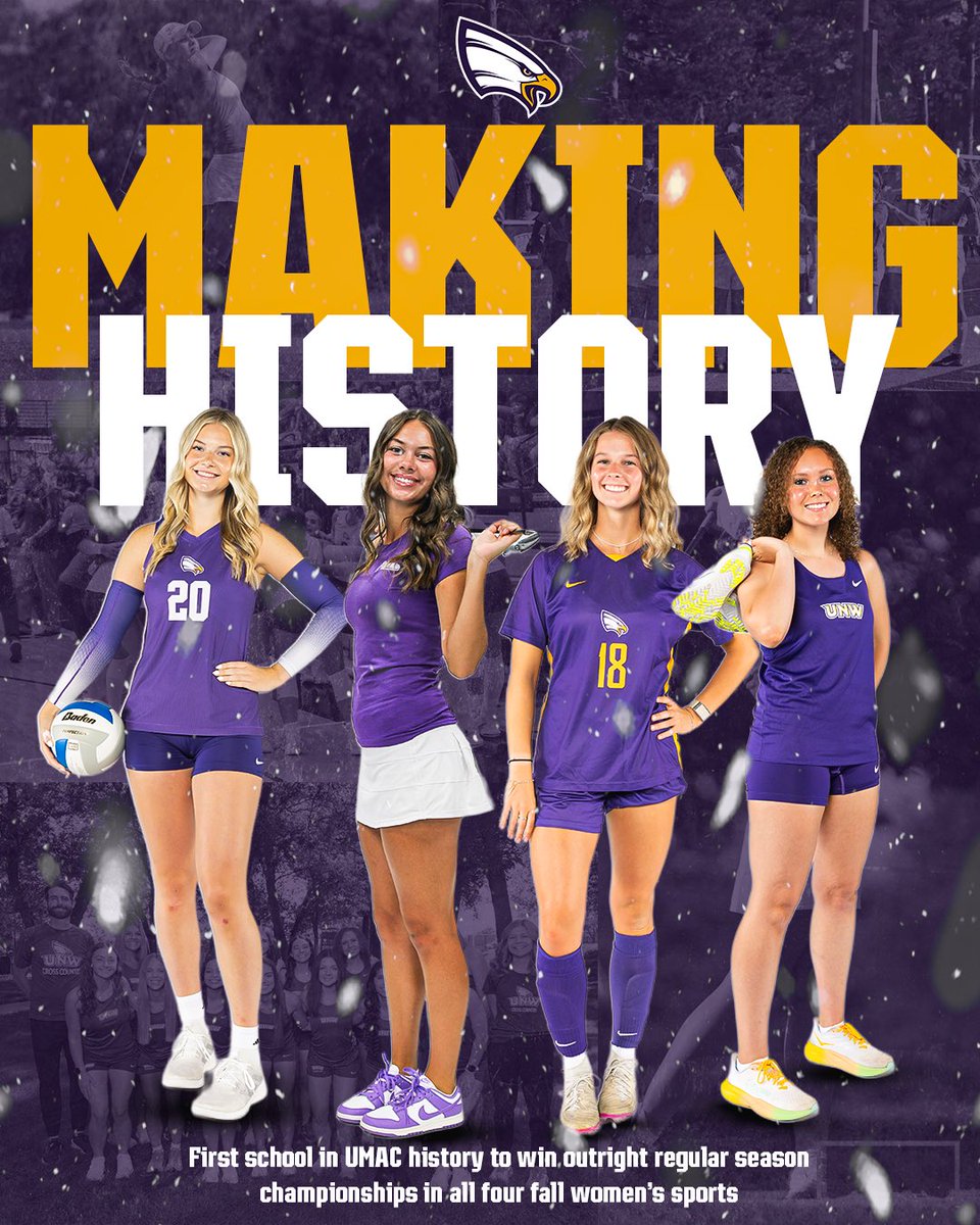 🏆 The Ladies of Fall! 🍁

2025 is the first time in <a href="/umacathletics/">UMAC Athletics</a> HISTORY that one school has won outright regular season championships in all four fall women’s sports! 👏

Proud of <a href="/unwvb/">UNW Volleyball</a>, <a href="/unw_golf/">UNW Golf</a>, <a href="/unwwsoc/">UNW Women's Soccer</a> and <a href="/unwcctf/">UNW CC/T&F</a> for making history and representing UNW so well.