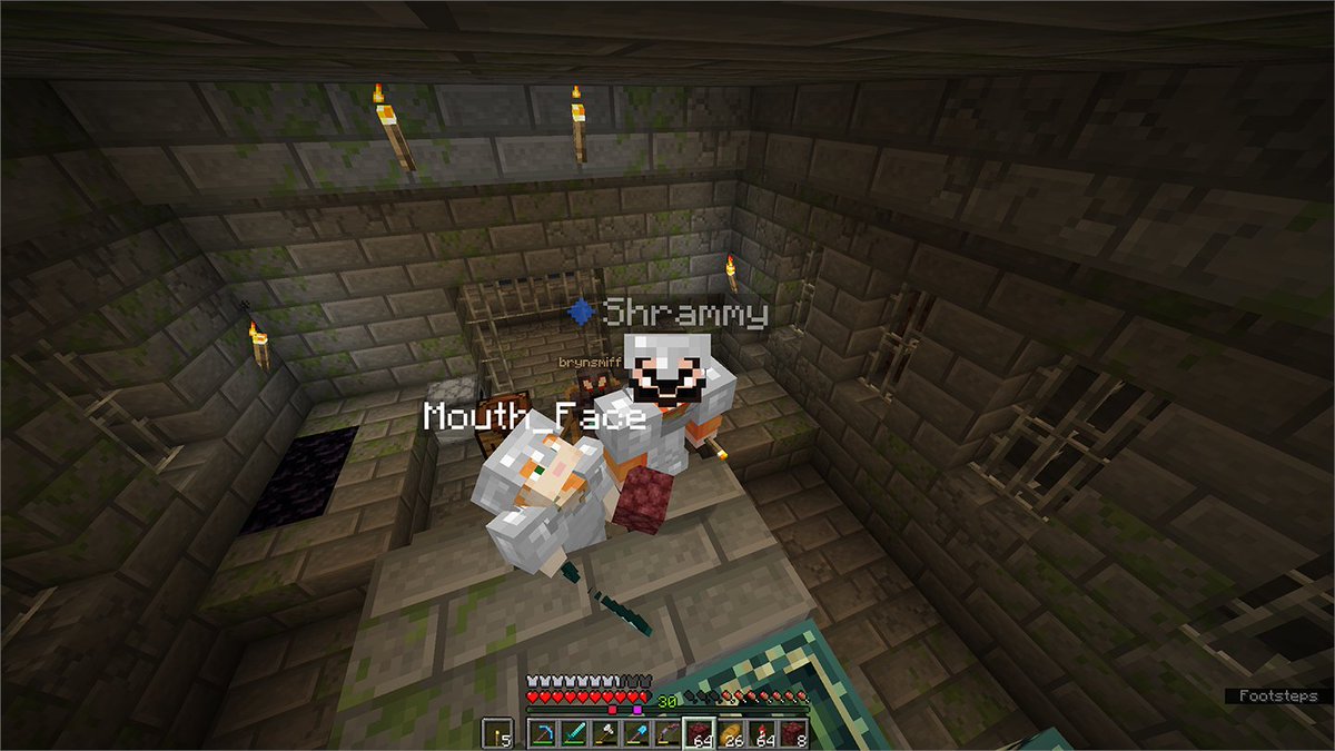 My fiancé, friend, and I heading to defeat the ender dragon on our server