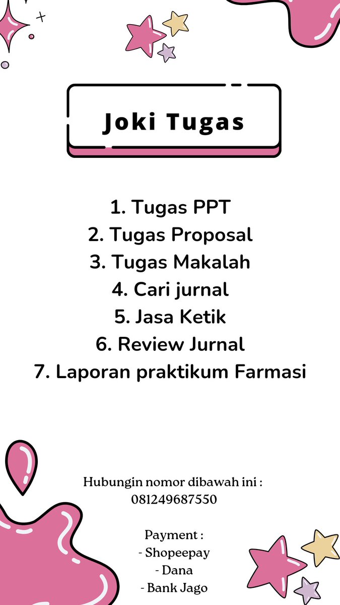 va_vaa__'s tweet photo. OPEN NOW

Joki Tugas Farmasi/Apoteker  📚 

Tugas PPT, Makalah, revisian, dll

Tanya"? Chat WA 081249687550

https://t.co/R0FFpDX1qX

#jokiapoteker #joki #jokitugas #jokifarmasi  #jokimurah #jokibisnis  #jokiparafrase #fypageシ  #parafase #fyp
#zonauang #viral #viralindo https://t.co/5qbDUFiGnv
