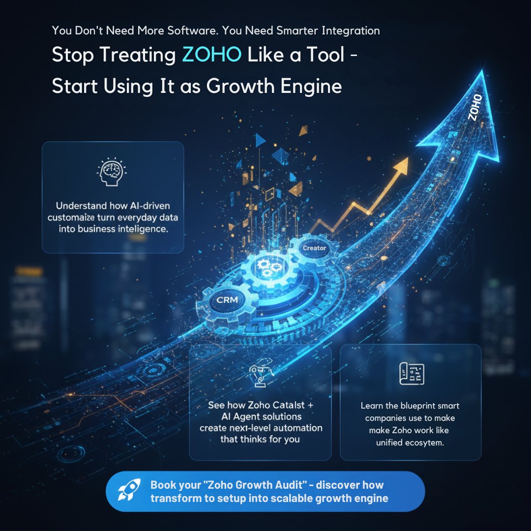 trigya_innovate's tweet image. Transform your ZOHO into a growth engine! 🚀 Smarter AI-driven integration, automation &amp;amp; insights to scale your business.

 #Zoho #BusinessGrowth #AIIntegration #ZohoCRM #DigitalTransformation