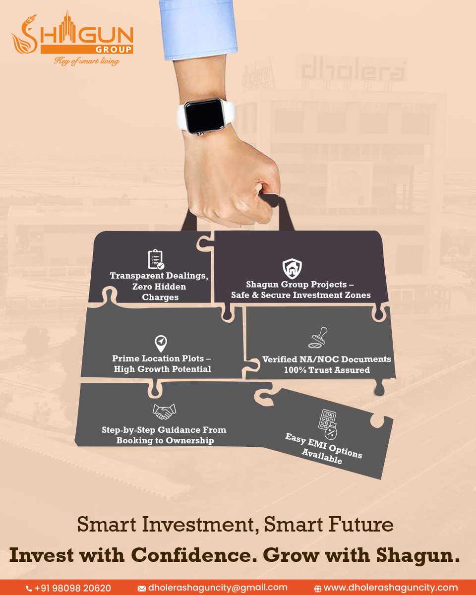 dholeraprojects's tweet photo. 🏗️ Smart Investment, Smart Future! 💼
Looking for a safe, transparent, and profitable real estate opportunity?
📞 +91 98098 20620
📧 dholerashaguncity@gmail.com
🌐 https://t.co/c0Y5twZrFD
#SmartInvestment #RealEstateIndia #ShagunGroup #DholeraSmartCity #InvestWithConfidence https://t.co/cxYfJJW3Hn