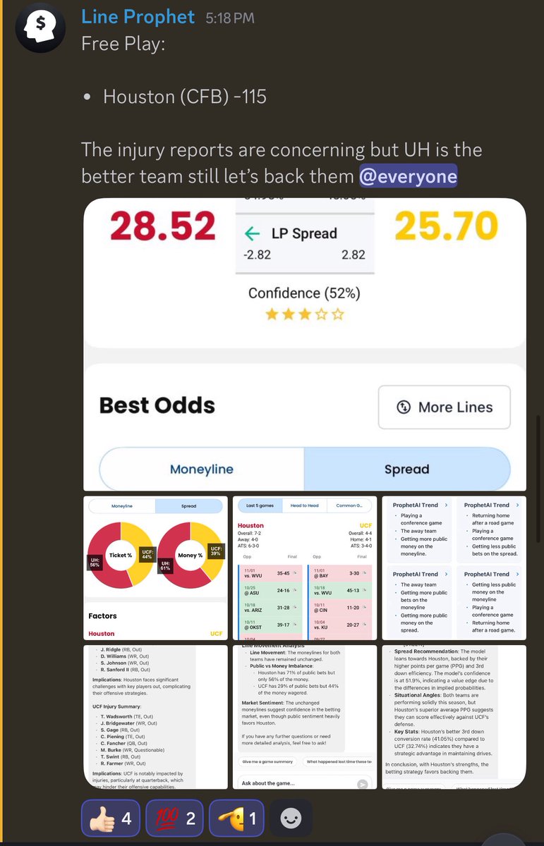 LineProphetLLC's tweet image. Houston 🤑👏

Cash out 4th straight in the free Discord channel with this 😓 of a game!

💬 Join free Discord 👉 discord.gg/pJjmnhvFWw

📲 Get app access 👉 LineProphet.com/packages