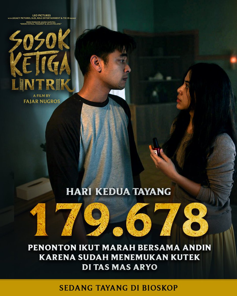 179.678 penonton sudah ikut terbawa emosi bersama Andin saat menemukan kutek merah di tas mas Aryo😡😡

Film Sosok Ketiga Lintrik SEDANG TAYANG di bioskop. Beli tiketnya sekarang.

#SosokKetigaLintrik #FilmSosokKetigaLintrik #LeoPictures