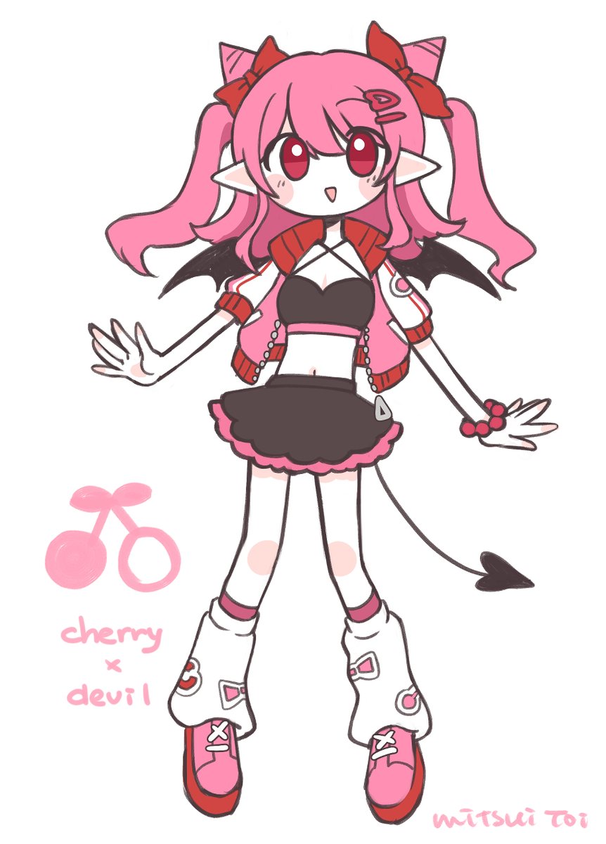 チェリー🍒×悪魔😈な女の子
#イラスト　#キャラデザイン　#OC