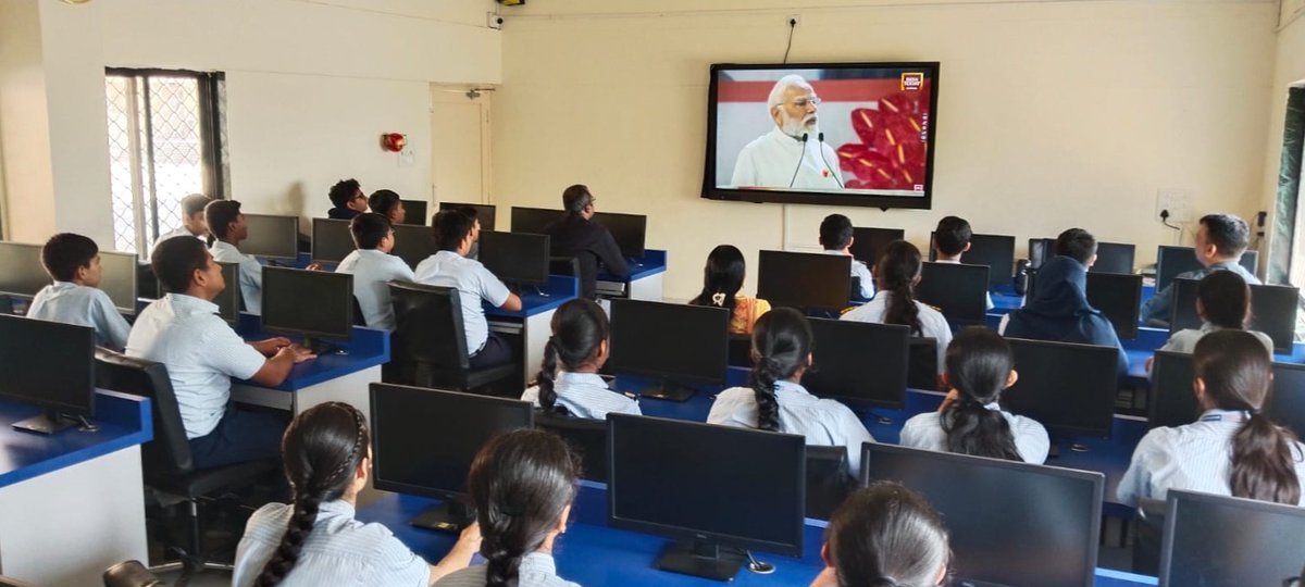 Students and staff of NCS Porbandar marked 150 years of Vande Mataram with a group singing and activities highlighting its role in fostering national integration and unity.