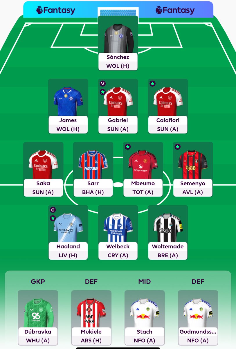 GW11🔒

🔄 2 Transfers
🧢© Haaland

Good luck everyone! 💪 #FPL #FPLCommunity