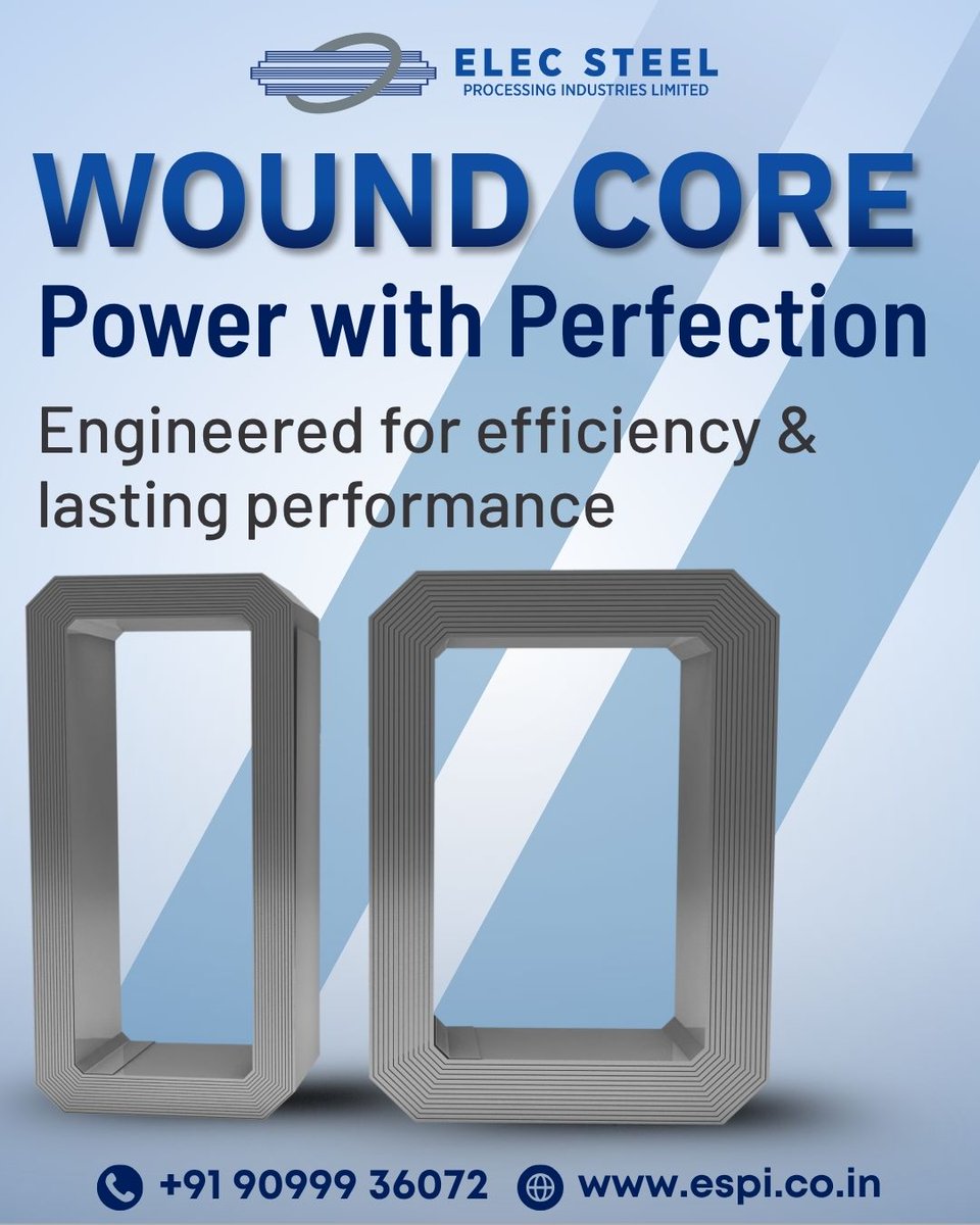 espilimited's tweet image. Wound Core⚙️ Power with Perfection! 💡
Engineered for efficiency, precision, and long-lasting performance. ELEC STEEL delivers quality transformer cores trusted worldwide. 🌍
Explore more: espi.co.in/products

#WoundCore #ElecSteel #EngineeringExcellence  #VandeMataram150