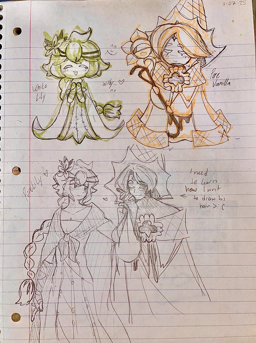 #purelily sketches i think theyr cute,, ☺️
this is my first time drawing them,, on paper no less so they look a littleeee rough,,,