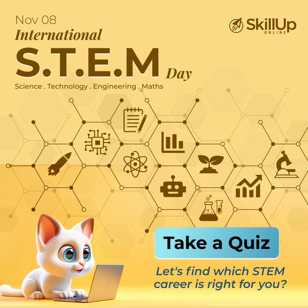Curious about which S.T.E.M. discipline suits you best? Try our quiz to discover your fit and begin your adventure with SkillUp Online!  
survey.zohopublic.in/zs/c9DwQ0