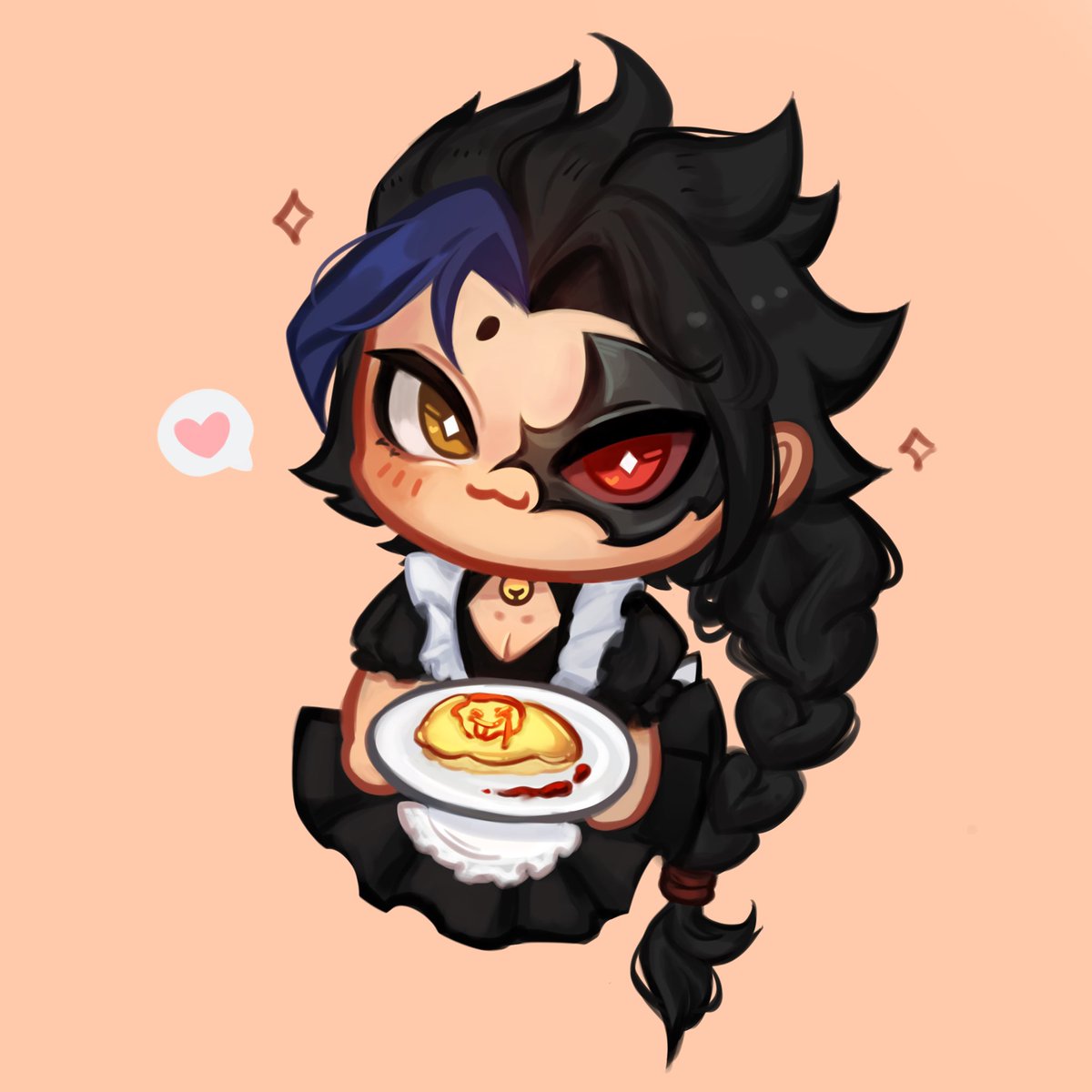 if i get to 100 followers shpuld i draw maid ezkayn in my regular style? :0 idk gimme suggestions #kayn