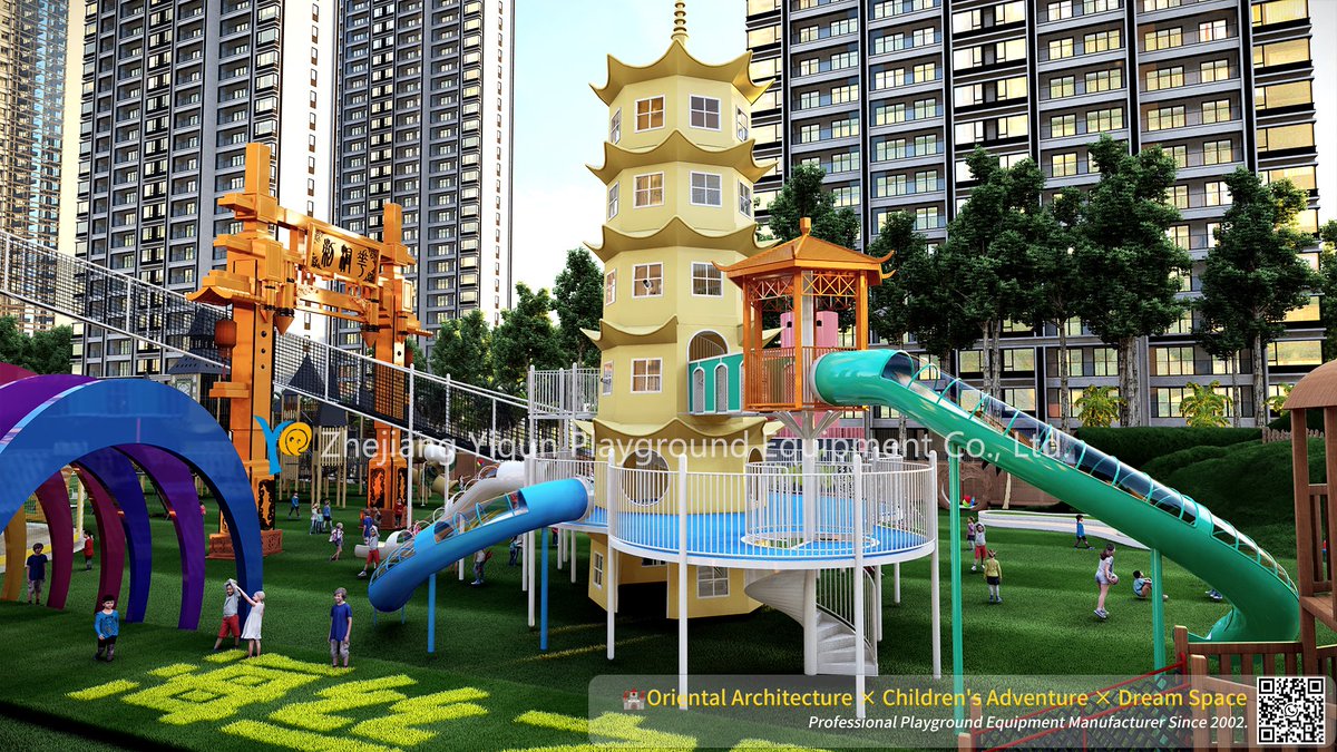 sevenzhou99's tweet photo. 📷 Dream Pagoda Series · Where Fun Meets Oriental Beauty
Inspired by ancient Chinese pagodas, this playground combines slides, climbing nets, and adventure routes.
A perfect blend of culture and fun — creating joyful memories for every child. https://t.co/TCOPQSccGd