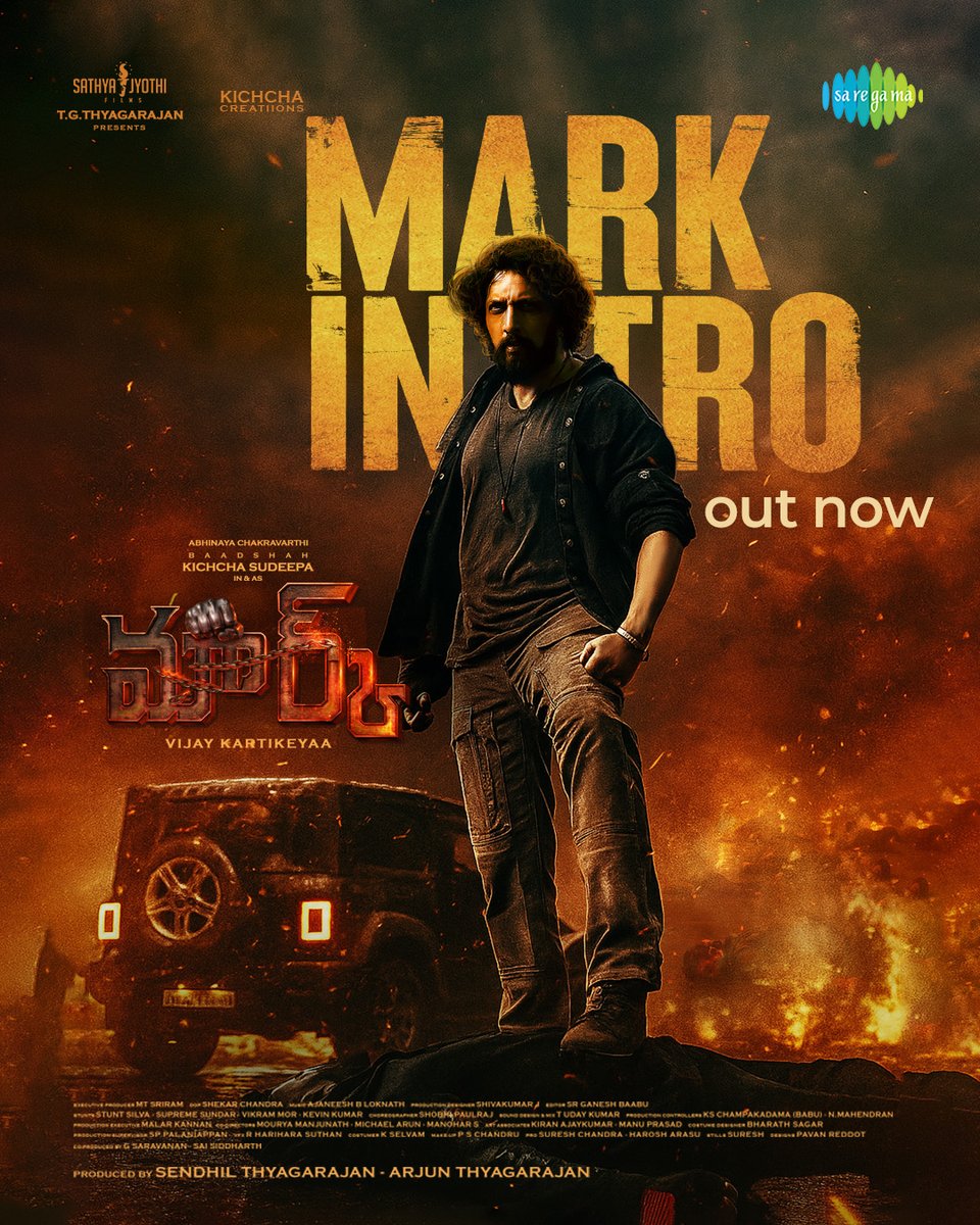 THECINECLICK1's tweet photo. Time To Witness The Unstoppable Energy! #MARKINTRO is Officially Out Now! 💥😎
Telugu 🔗 https://t.co/UVD6WhHGgR
🎶 @AJANEESHB
#Kichcha47 @KicchaSudeep https://t.co/K4PbGJIgx5