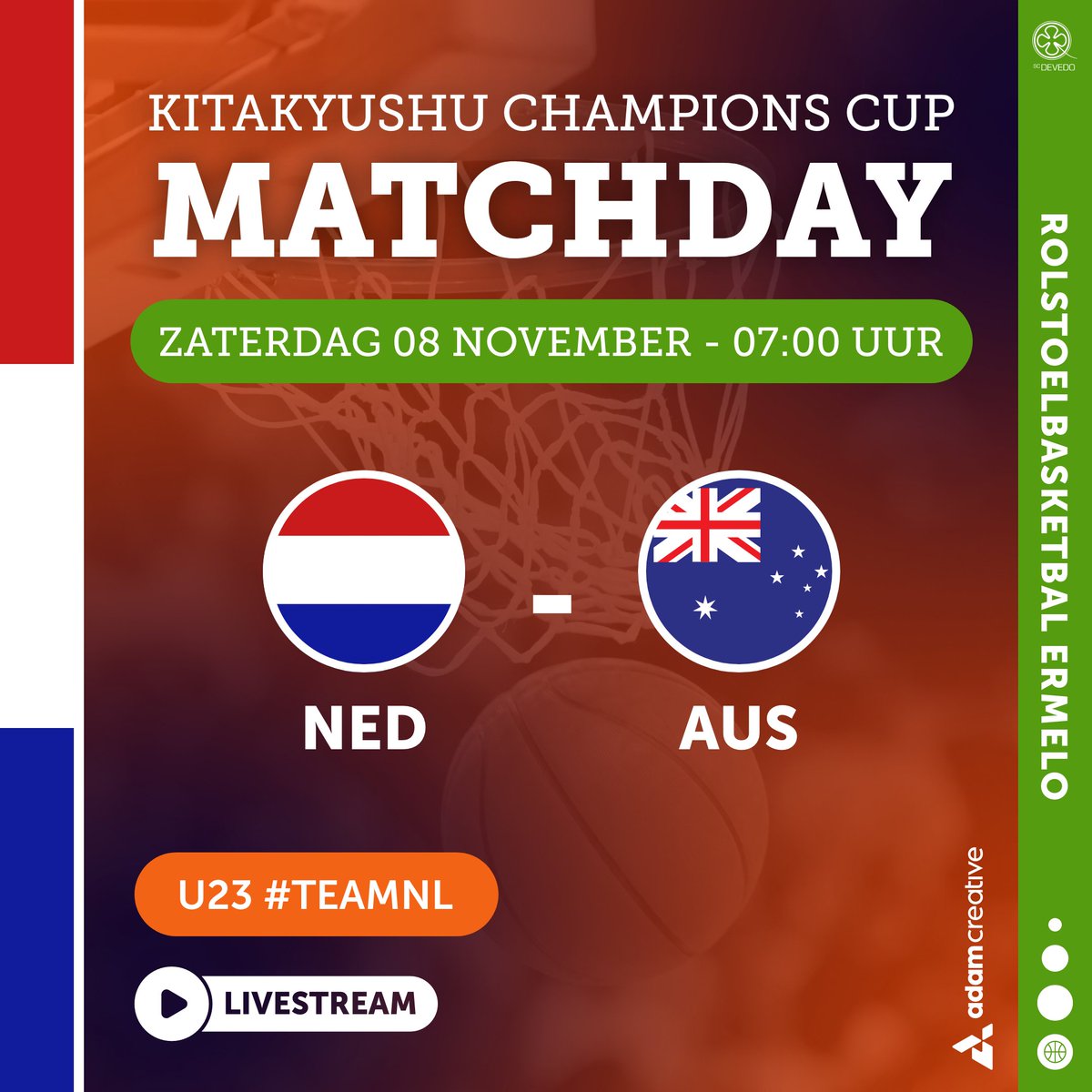 #MATCHDAY Vanochtend om 07:00 uur speelt de U23 groep om tegen Australië. #rolstoelbasketbal #Kitakyushu #KitakyushuChampionsCup

📽️ youtube.com/live/jl03W_zwI…