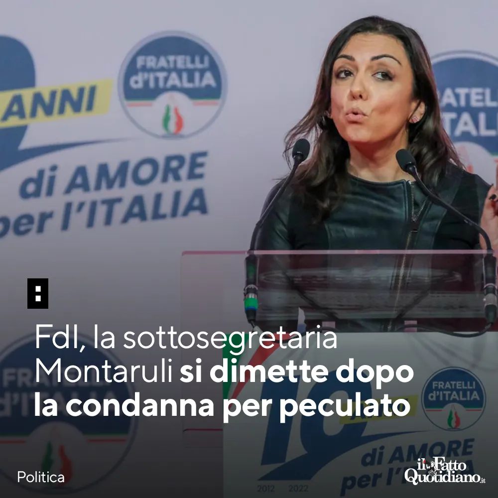 Dopo la condanna definitiva per peculato, Augusta Montaruli ha annunciato le dimissioni dall’incarico di sottosegretaria al ministero dell’Università,ma non da parlamentare,per poter usufruire appieno dell'immunità parlamentare,che la tiene fuori di galera