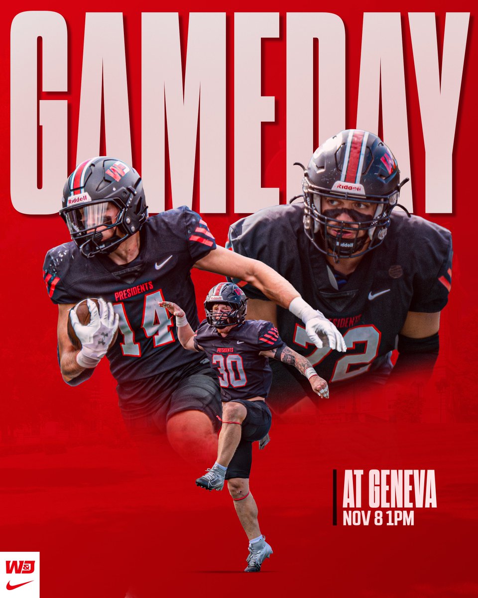 It's That Time 🔴⚫️

📍 Beaver Falls, Pa. / Reeves Field
🆚 Geneva
🕒 1:00 PM
📺 gopresidents.com/coverage

#PrezPride <a href="/WJFootball/">W&J Football</a>