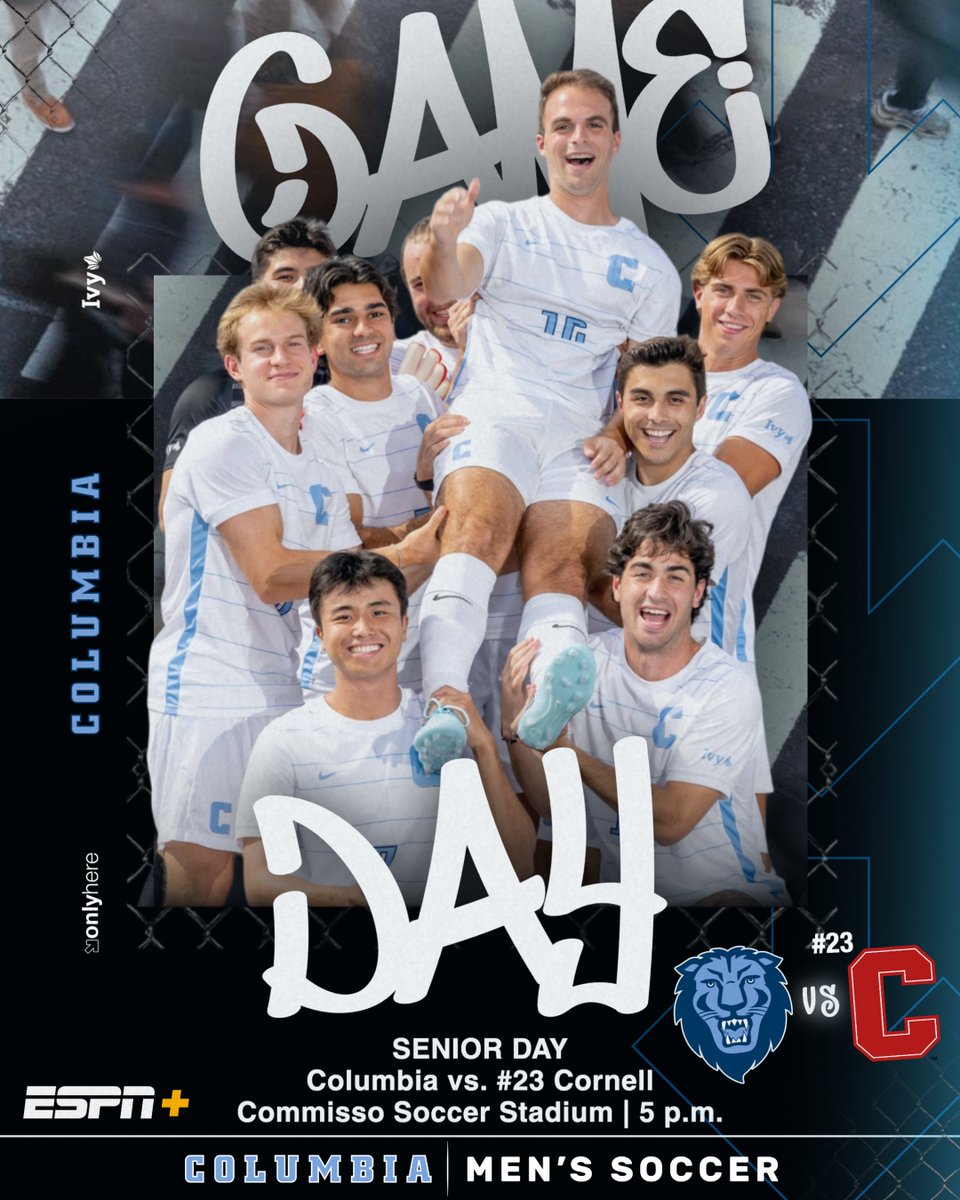 🎓 Senior Day!
🆚 No. 23 <a href="/CornellMSoccer/">Cornell Men's Soccer</a> 
🕕 5:00 p.m.
📍 Baker Athletics Complex
🏟️ Commisso Soccer Stadium

Watch on ESPN+
🖥️ espn.com/watch/player/_…
 📊 gocolumbialions.com/sidearmstats/m…

#RoarLionRoar 🦁 // #OnlyHere 🗽