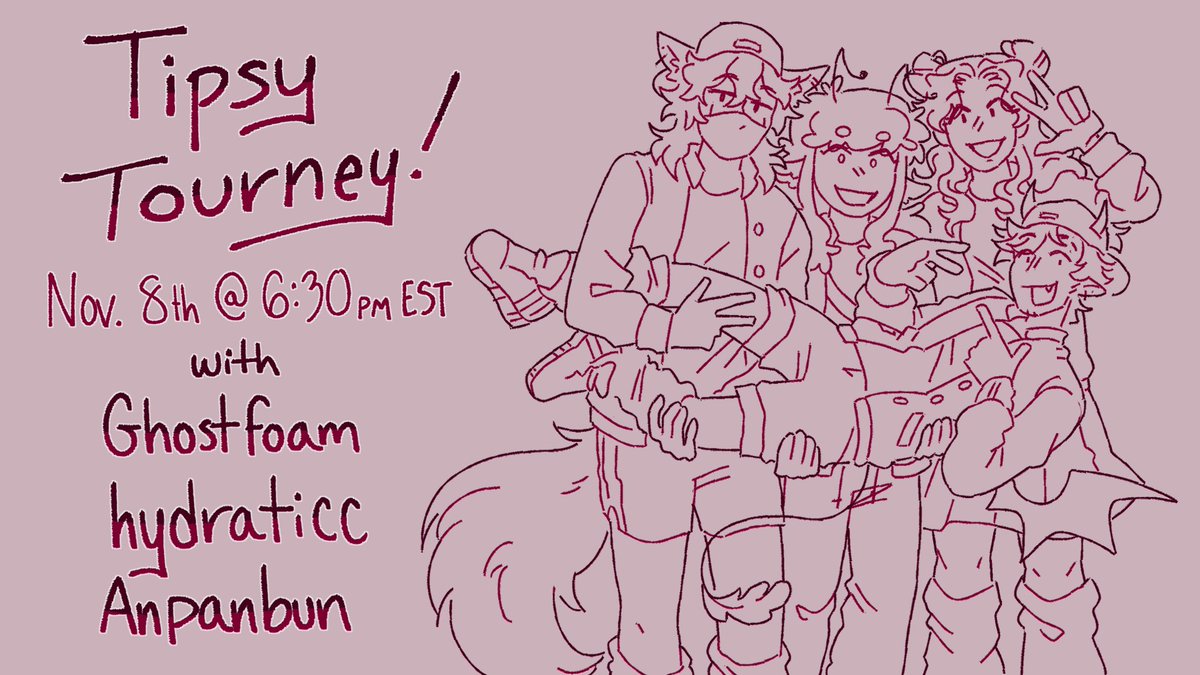 🍹 Tipsy Tourney is BACK! 💖 

Join us live at 6:30pm EST for a tipsy MCCI event!! \o/

twitch.tv/tibbycaps