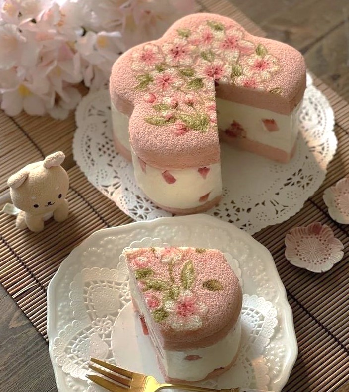 cherry blossom flower cake