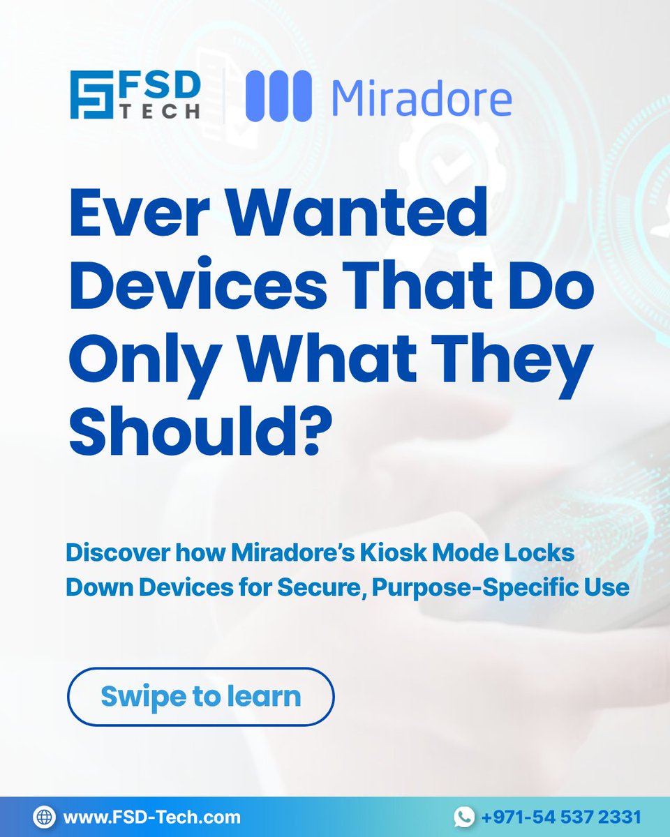 FsdTechnologies's tweet image. Lock Down. Stay Secure. 🔒
Use Miradore Kiosk Mode To Restrict Devices To Single Or Multi-App Use — Perfect For Retail, Education, And Field Teams.

 ⚙ Remote Control
📱Focused Device Usage

Blog: blogs.fsd-tech.com/miradore-kiosk…

#Miradore #EMM #DeviceManagement #ITSecurity #Compliance