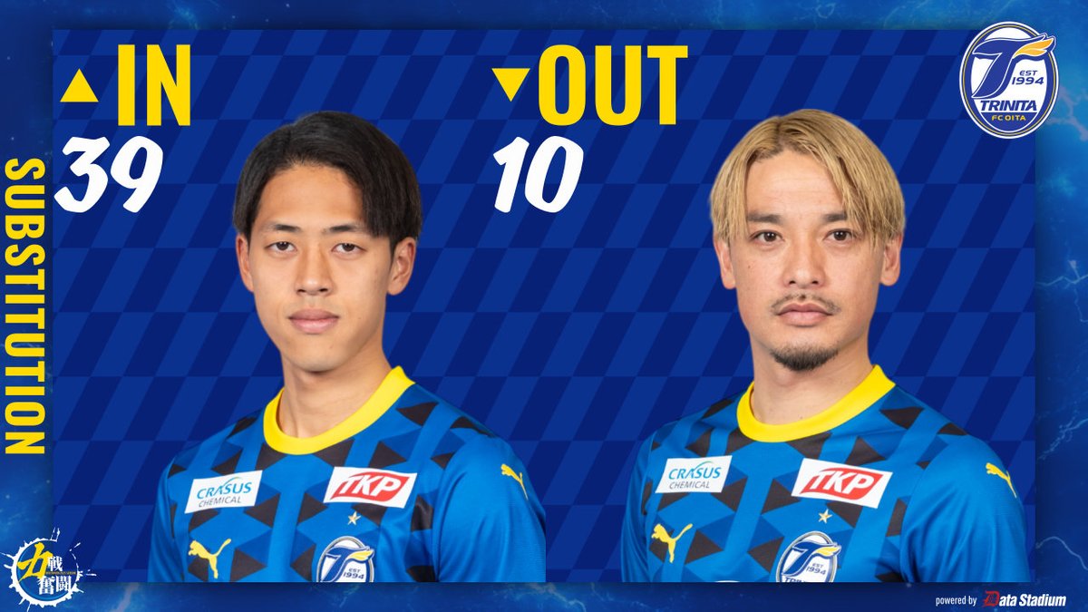 🔵🟡2025明治安田J2リーグ 第36節
🆚#北海道コンサドーレ札幌 🕑14:00

選手交代
後半0分
⏩IN #有働夢叶
⏪OUT #野村直輝

🔹DAZNでの応援は⏬
x.gd/R2Par

#大分トリニータ #trinita #力戦奮闘