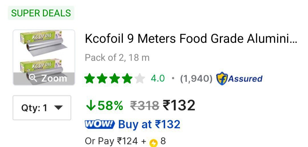 TechyBoostDeals's tweet image. Aluminium Foil (9M, Pack of 2) @ ₹132

Buy link : fkrt.cc/hcsar3O

#Flipkart #Generic #KitchenEssentials