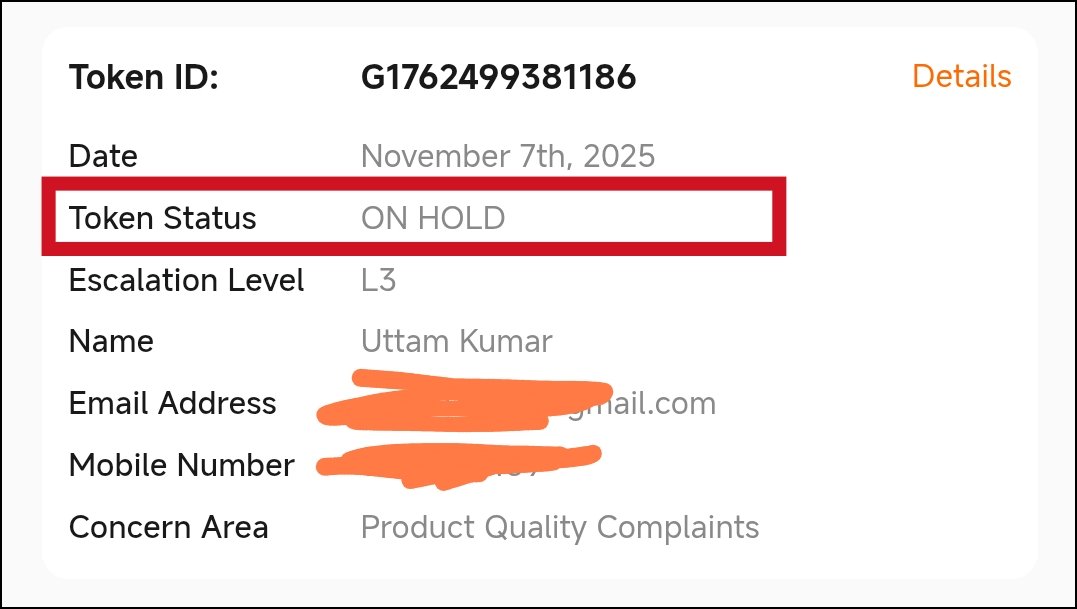 aniimmal's tweet photo. .@s_anuj @mrparveen @batchumalli @atytse @mathursudhin @ssa01 @Kunal_Agrawal09 @sandeep9sarma @XiaomiIndia 
Team, Could you please check why my grievance token is ON HOLD &amp; not being processed? Please don’t delay the service  kindly look into what’s going on and update me. 

1/n https://t.co/ksHx3J5I9l