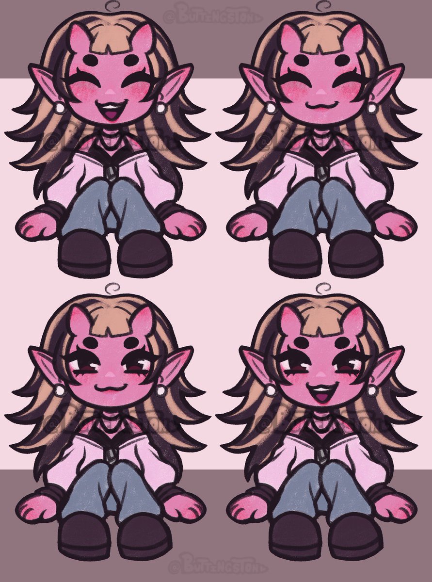 Buttingston's tweet photo. I made some chibi pngtuber assets of Esther for fun and decided to list them as a YCH option on #vgen (will link them below) https://t.co/vomgV7XqeU
