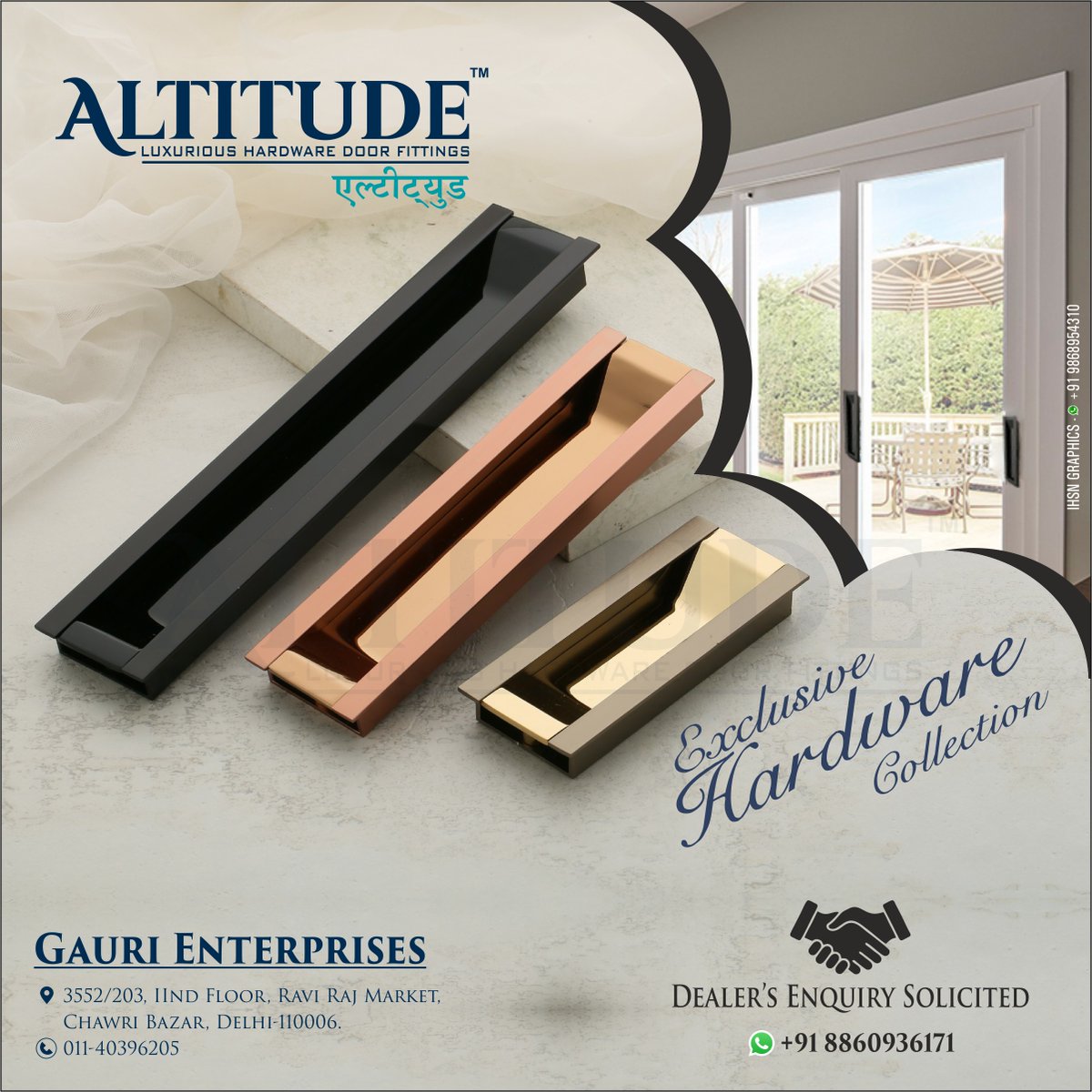 ihsndigital's tweet image. For Enquiry Via WhatsApp: rebrand.ly/GauriEnt

GAURI ENTERPRISES
Mr. Sandeep Maheshwari  +91 7678574145 ,+91 7827434759

Web : gaurienterprisesdelhi.com
.
.
#AltitudeHardware #GauriEnterprises #LuxuryHardware #DoorFittings #indianhardwareandsanitary #ihsndigital #delhi #india