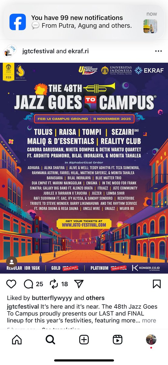 putrirdzhr's tweet photo. Hi. Aku mau jual wts tiket regular JGTC JAZZ GOES TO CAMPUS UI. Ada tulus, raisa, barasuara, reality club, maliq, bilal, wijaya, dll. Jual murce aja karena ada gak jadi nonton.. #wts #wtb #konser #infokonser https://t.co/URGaSfz4Ds