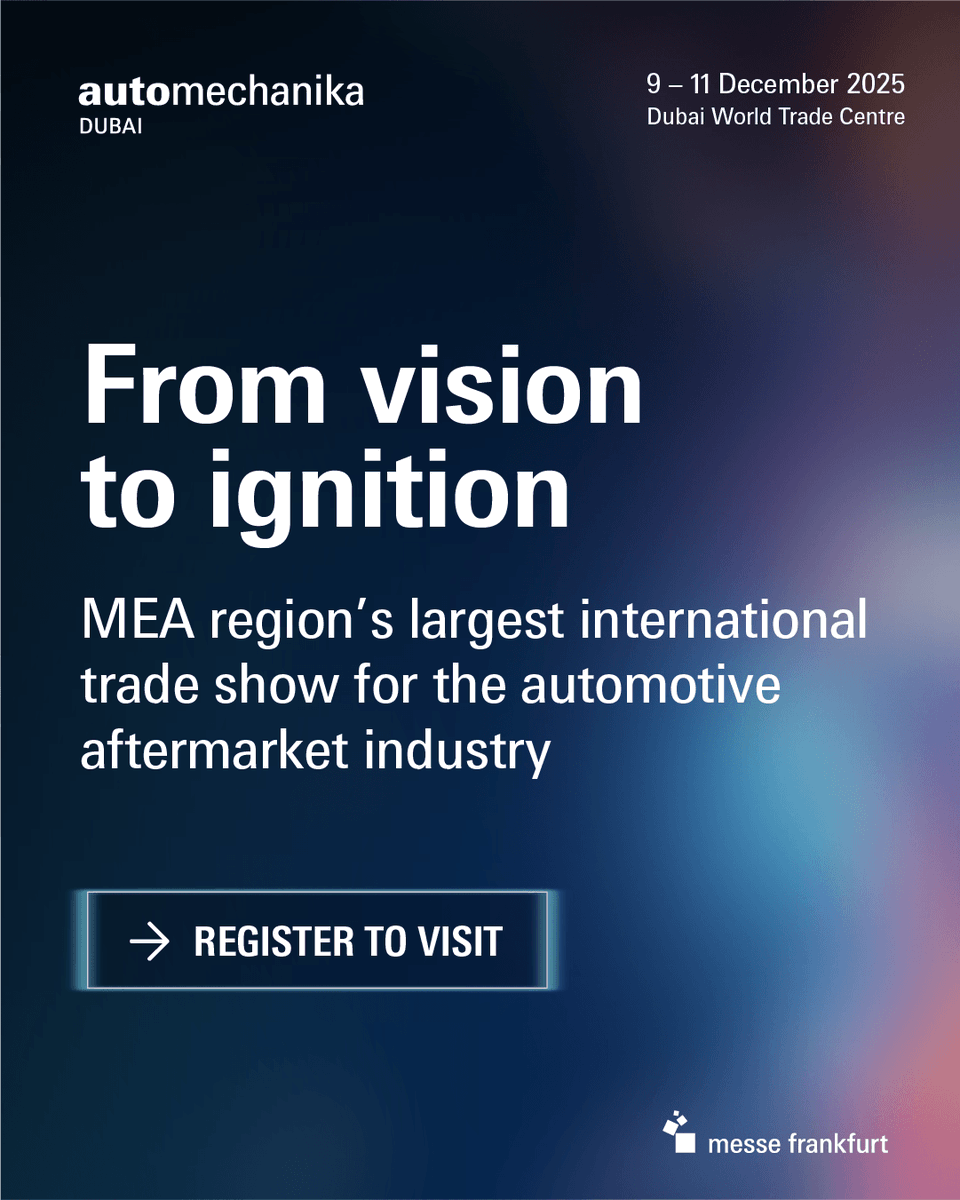 motorindiatweet's tweet image. Gear up for Automechanika Dubai 2025 — where the future of the automotive aftermarket takes shape!
Connect, innovate, and grow in the MEA’s biggest industry hub.

🔗𝐓𝐨 𝐊𝐧𝐨𝐰 𝐌𝐨𝐫𝐞: …mechanika-dubai.ae.messefrankfurt.com/dubai/mp.html?…

#AutoInnovation #AutomechanikaDubai #AutoParts