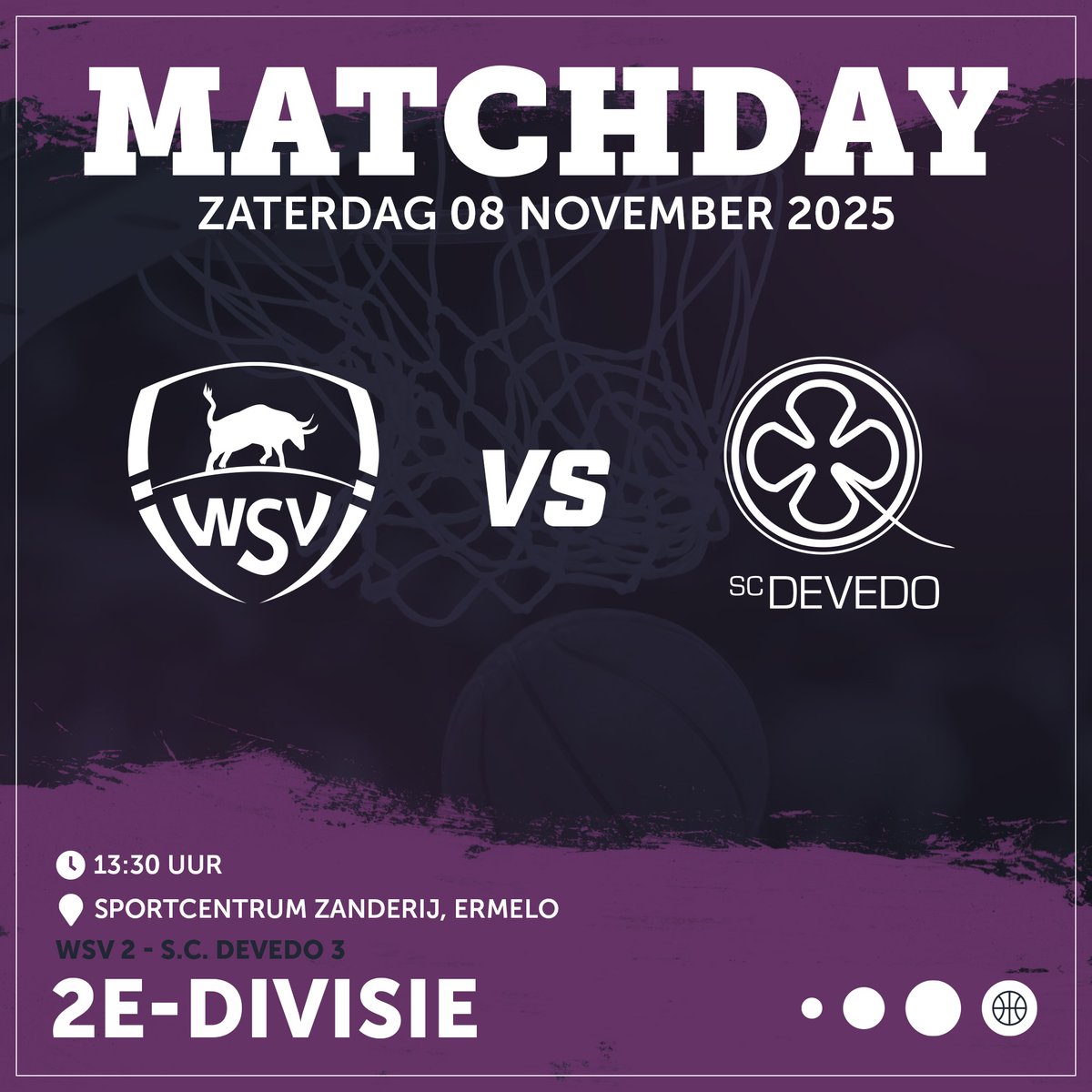 #MATCHDAY Vandaag speelt DeVeDo 3 in Sportcentrum Zanderij om 10:00 uur tegen Be Quick '28 2 en om 13:30 uur tegen WSV 2. #rolstoelbasketbal #tweededivisie
