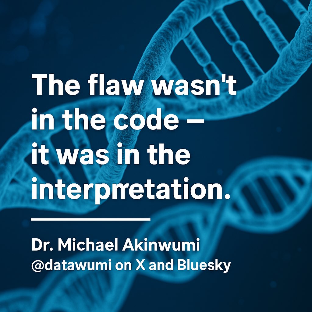 datawumi's tweet image. I admire Watson’s science. I truly do.
But if he could map DNA and still miss that racism isn’t genetic, then the flaw wasn’t in the code — it was in the interpretation.

Let’s celebrate discovery, not prejudice dressed up as data. #Science #CivicScience