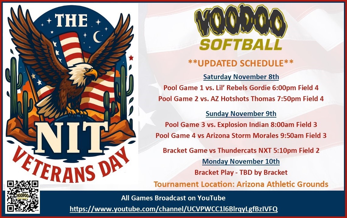 Our schedule this weekend at the NIT tournament in Arizona has changed.  Here is the new schedule.