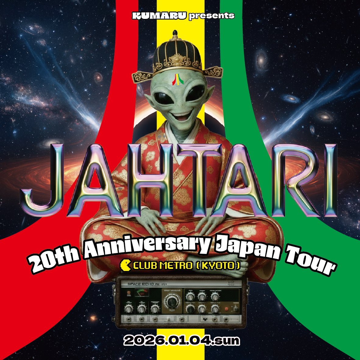 JAHTARI 20th anniversary Japan tour 
@ KYOYO CLUB METRO
4th January 2026 (Sun) 
START 17:00 CLOSE24;00
Door 3000円+1D / ADV 2500円+1D /  U-23 2000円+1D
ACT：
DISRUPT（JAHTARI / Germany）
Kiki Hitomi (JAHTARI / Germany)
Kiki Hitomi✖️東野祥子 
Bing
ELEMENT (Riddim Chango / Tokyo)