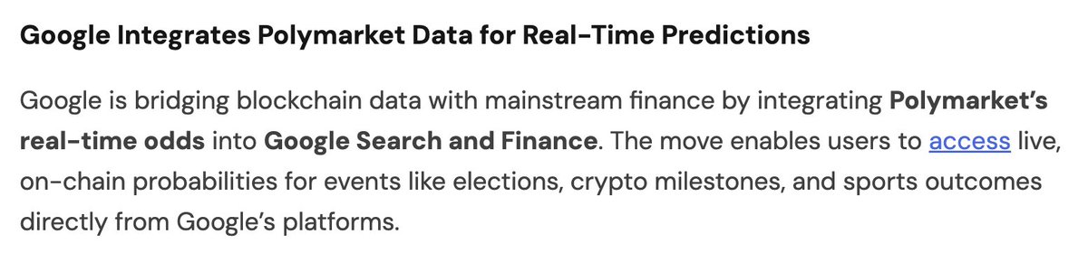 Yesterday Google announced the integration of Polymarket. The US gov got in bed with Polymarket and it is starting to look like every gaint Tech company will.

Polymarket reached out to <a href="/sportstensor/">Sportstensor</a> and integrating them into the platform. 

Massive opportunity now #SN41 $TAO