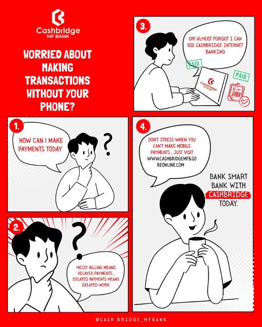 cashbridge_mfb's tweet image. Weekend mode: ON 
Even without your phone, your banking doesn’t stop!
Pay bills, make transfers, and stay in control with Cashbridge Internet Banking.

#WeekendVibes #CashbridgeMFB #BankEasy #NoStressJustCashbridge #SmartBanking